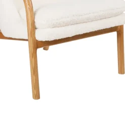 Fabrique de Styles Fauteuils*Fauteuil en tissu bouclette crème et pieds en frêne - Element
