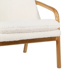 Fabrique de Styles Fauteuils*Fauteuil en tissu bouclette crème et pieds en frêne - Element