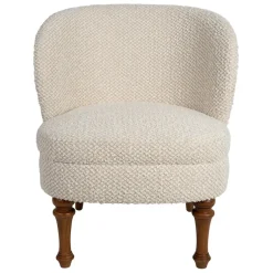 Fabrique de Styles Fauteuils*Fauteuil en tissu bouclette et hévéa écru - Claudine