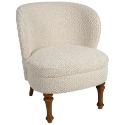 Fabrique de Styles Fauteuils*Fauteuil en tissu bouclette et hévéa écru - Claudine