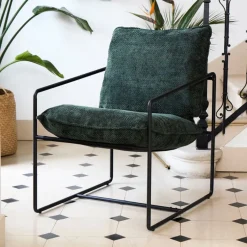 Fabrique de Styles Fauteuils*Fauteuil en tissu et fer émeraude - Elément