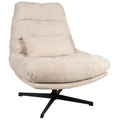 Fabrique de Styles Fauteuils*Fauteuil et repose pied en tissu beige et fer noir - Lery