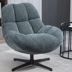 Fabrique de Styles Fauteuils*Fauteuil pivotant en tissu bleu - Molto