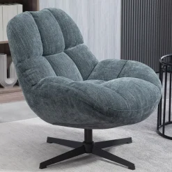 Fabrique de Styles Fauteuils*Fauteuil pivotant en tissu bleu - Molto