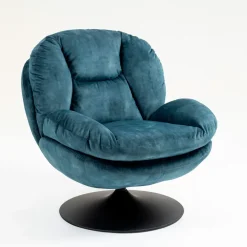 Fabrique de Styles Fauteuils*Fauteuil pivotant en velours bleu - Topi