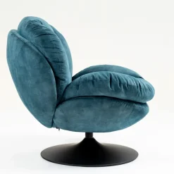 Fabrique de Styles Fauteuils*Fauteuil pivotant en velours bleu - Topi