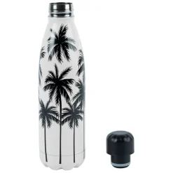 Fabrique de Styles Gourdes*Gourde isotherme palmier écru et noir 50cl en inox - palmea