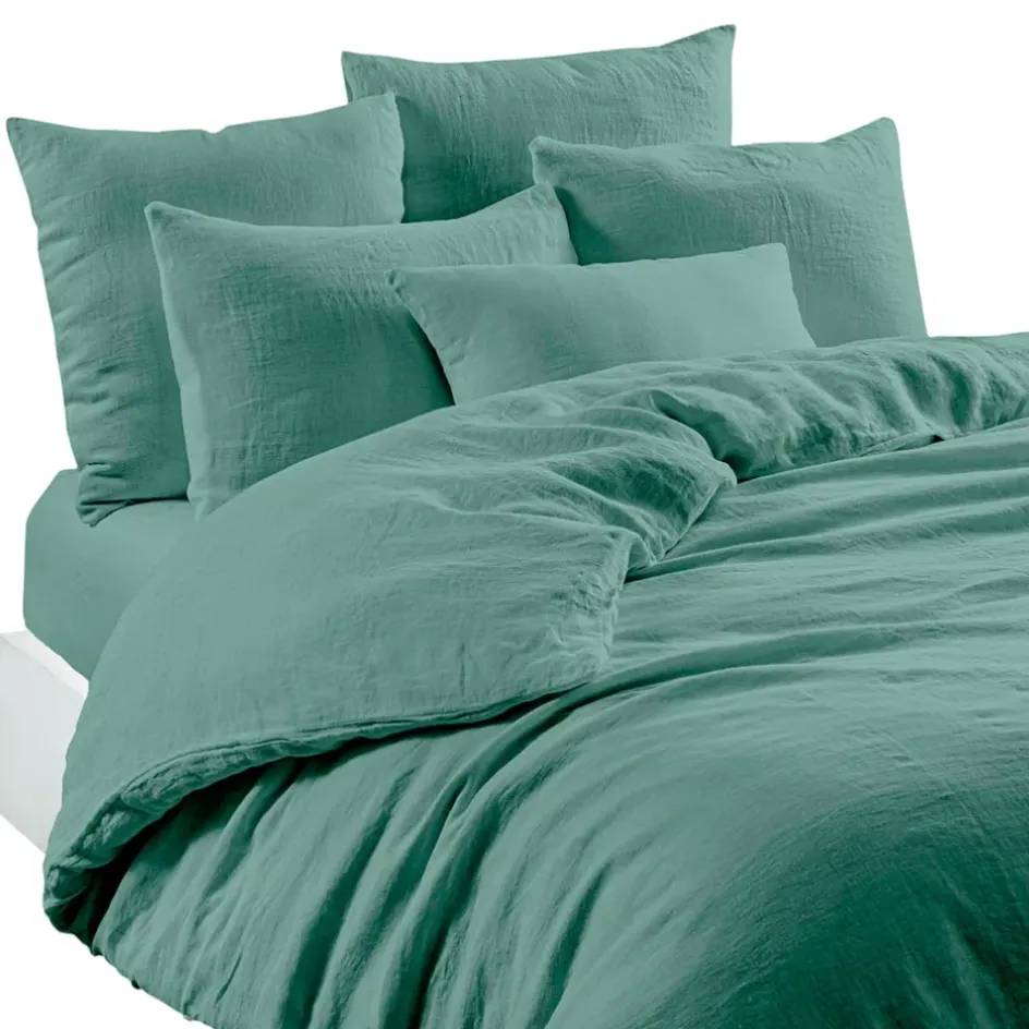 Fabrique de Styles Housses De Couette*Housse de couette en lin et coton céladon 240x220cm - Limy