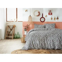Fabrique de Styles Housses De Couette*Housse de couette 240x220 cm et 2 taies d'oreiller 60x60cm en coton imprimé fleurs - Malia