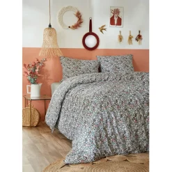 Fabrique de Styles Housses De Couette*Housse de couette 240x220 cm et 2 taies d'oreiller 60x60cm en coton imprimé fleurs - Malia