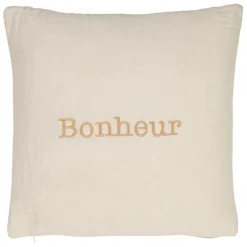 Fabrique de Styles Coussins Et Housses*Housse de coussin bonheur en gaze de coton écru 45x45cm