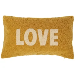 Fabrique de Styles Coussins Et Housses*Housse de coussin bouclette "Love" et beige 50x30cm - Funky