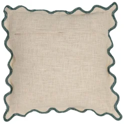 Fabrique de Styles Coussins Et Housses*Housse de coussin brodée dolce vita en coton beige et émeraude 45x45cm - Lumi