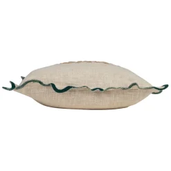 Fabrique de Styles Coussins Et Housses*Housse de coussin brodée dolce vita en coton beige et émeraude 45x45cm - Lumi