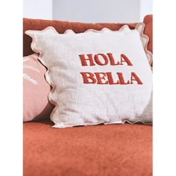 Fabrique de Styles Coussins Et Housses*Housse de coussin brodée hola Bella en coton 45x45cm - Lumi