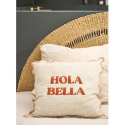 Fabrique de Styles Coussins Et Housses*Housse de coussin brodée hola Bella en coton 45x45cm - Lumi