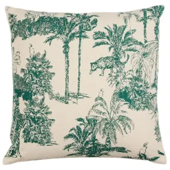 Fabrique de Styles Coussins Et Housses*Housse de coussin en coton écru et palmiers émeraude 45x45cm - Mocoa