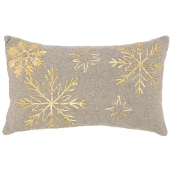 Fabrique de Styles Coussins Et Housses*Housse de coussin en coton gris et doré 50x30cm - Flocon