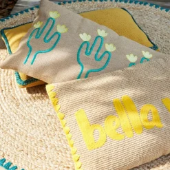 Fabrique de Styles Coussins Et Housses*Housse de coussin en jute naturel et coton vert 50x30cm - Patchuca