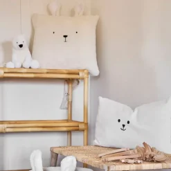 Enfant Fabrique de Styles Déco*Housse de coussin ourson en velours écru 45x45cm - Songes