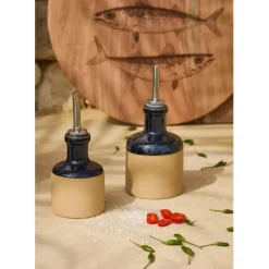 Fabrique de Styles Ustensibles De Cuisine*Huilier et vinaigrier en grès 27.5cl/17.5cl - Jade