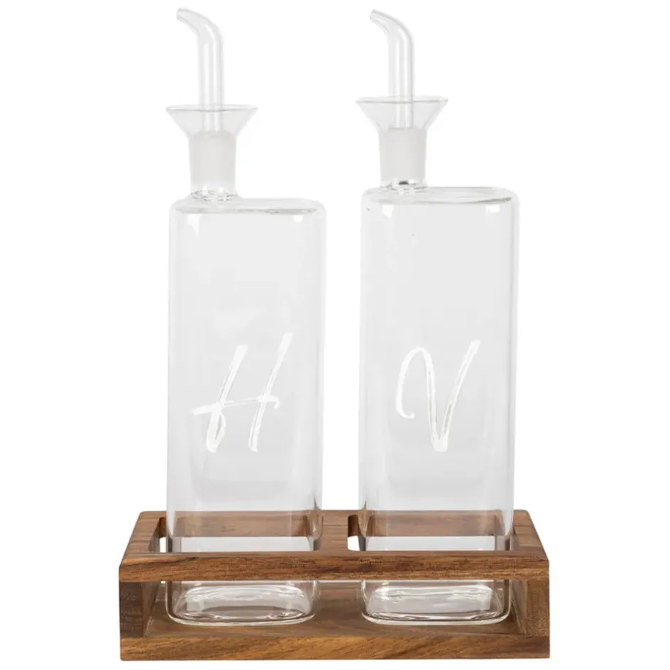 Fabrique de Styles Ustensibles De Cuisine*Huilier vinaigrier en verre borosilicate avec support 45cl - Voidita