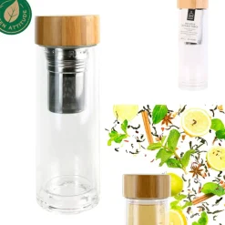 Fabrique de Styles Accessoires Thé Et Café*Infuseur en verre double paroi avec bouchon bambou