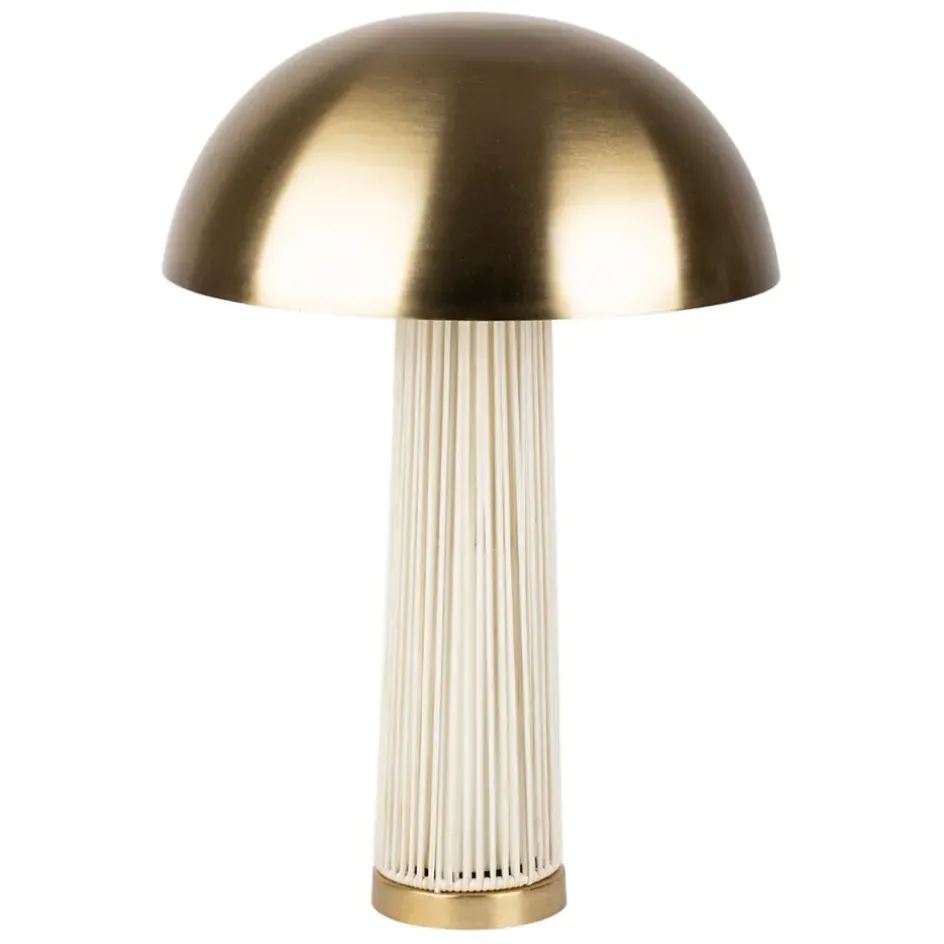 Fabrique de Styles Lampes À Poser*Lampe champignon en fer et nylon h58cm blanc et doré - Champart