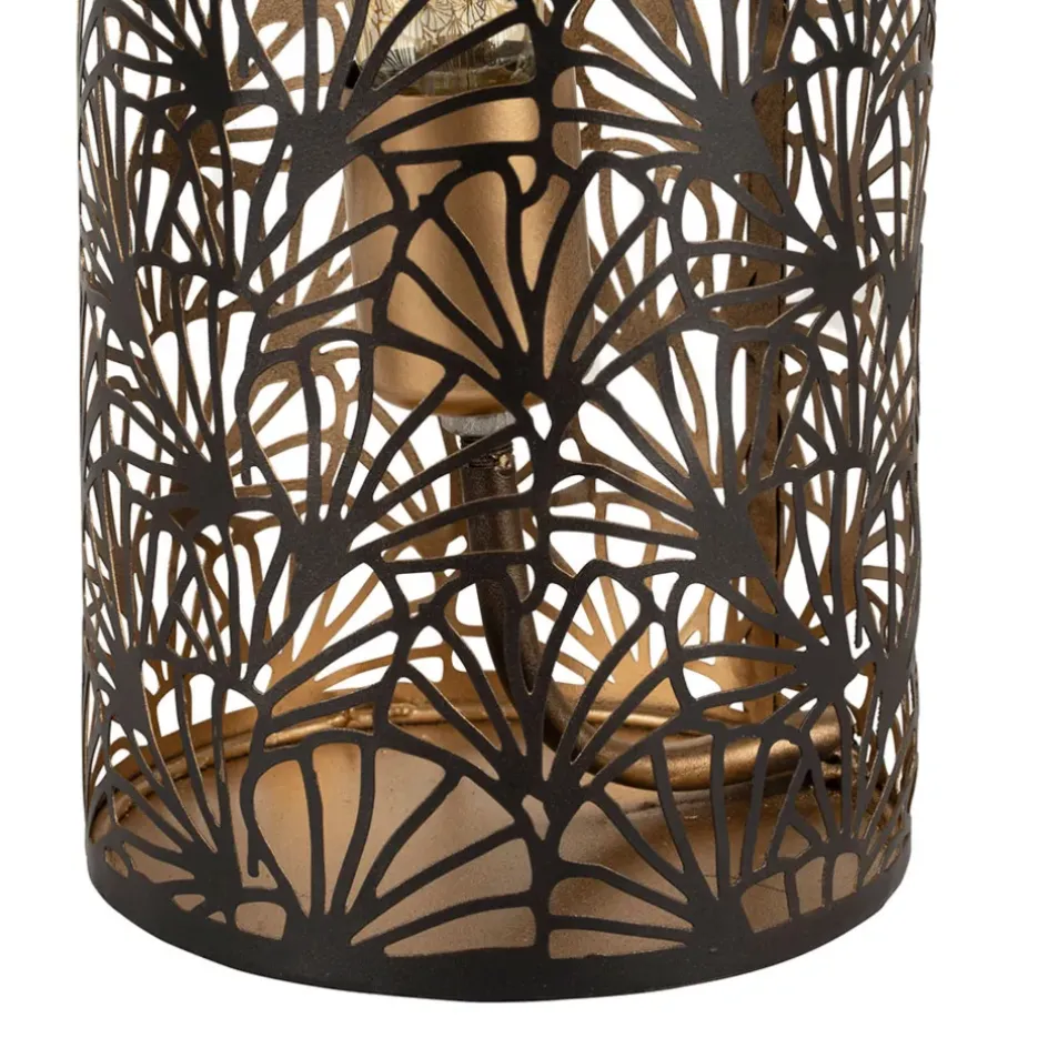 Fabrique de Styles Lampes À Poser*Lampe cylindre en fer h36cm noir et doré - flaural