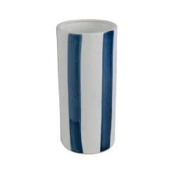 Fabrique de Styles Lampes À Poser*Lampe cylindre en porcelaine rayée et blanc h24cm - Alaria