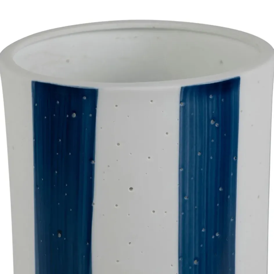 Fabrique de Styles Lampes À Poser*Lampe cylindre en porcelaine rayée et blanc h28cm - Alaria