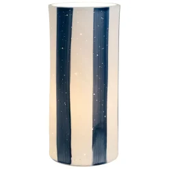 Fabrique de Styles Lampes À Poser*Lampe cylindre en porcelaine rayée et blanc h28cm - Alaria