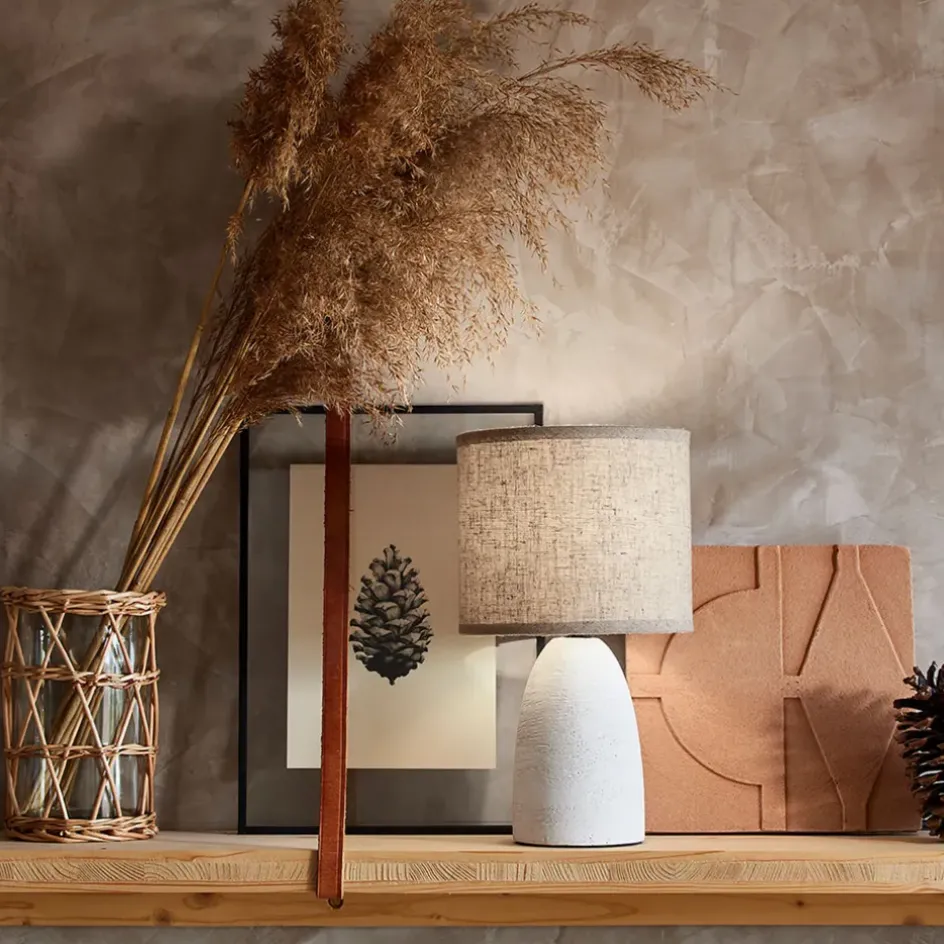 Fabrique de Styles Lampes À Poser*Lampe en céramique he mat et lin h26cm - Gaïa