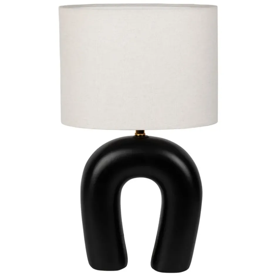 Fabrique de Styles Lampes À Poser*Lampe en céramique ecru et coton noir h45cm - Organic