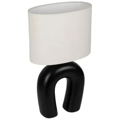 Fabrique de Styles Lampes À Poser*Lampe en céramique ecru et coton noir h45cm - Organic