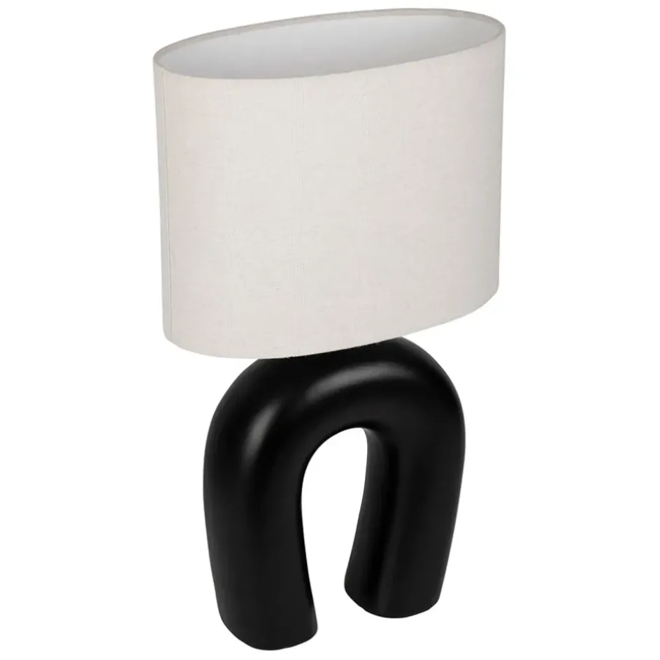 Fabrique de Styles Lampes À Poser*Lampe en céramique ecru et coton noir h45cm - Organic