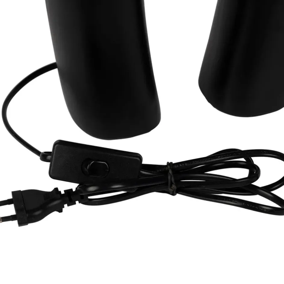 Fabrique de Styles Lampes À Poser*Lampe en céramique ecru et coton noir h45cm - Organic