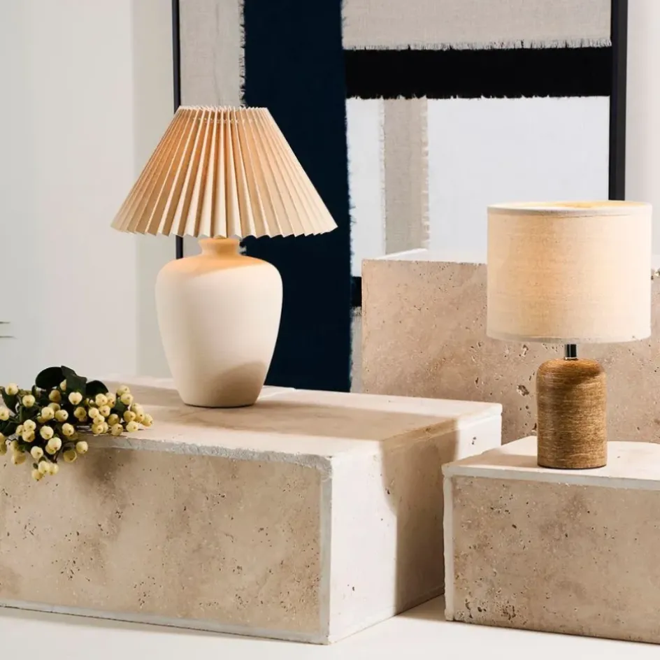 Fabrique de Styles Lampes À Poser*Lampe en céramique et lin écru h40cm - Greeka