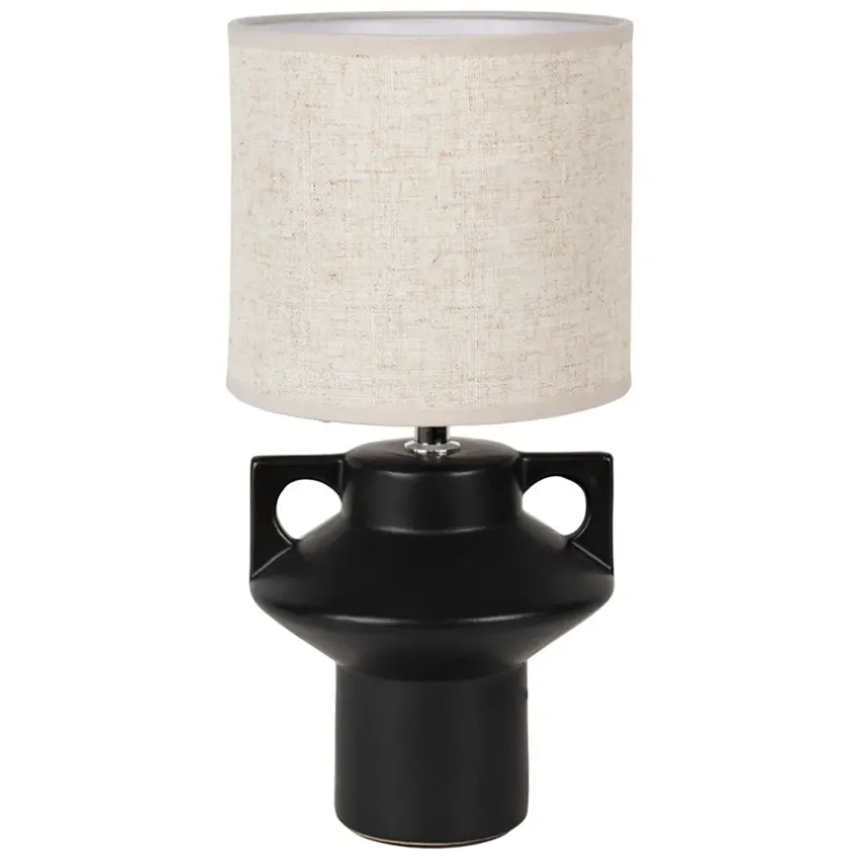 Fabrique de Styles Lampes À Poser*Lampe en céramique et lin noir et écru h35cm - Eterra