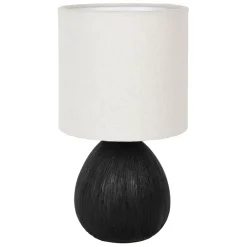 Fabrique de Styles Lampes À Poser*Lampe en céramique et lin noir et écru h26cm - Minimal