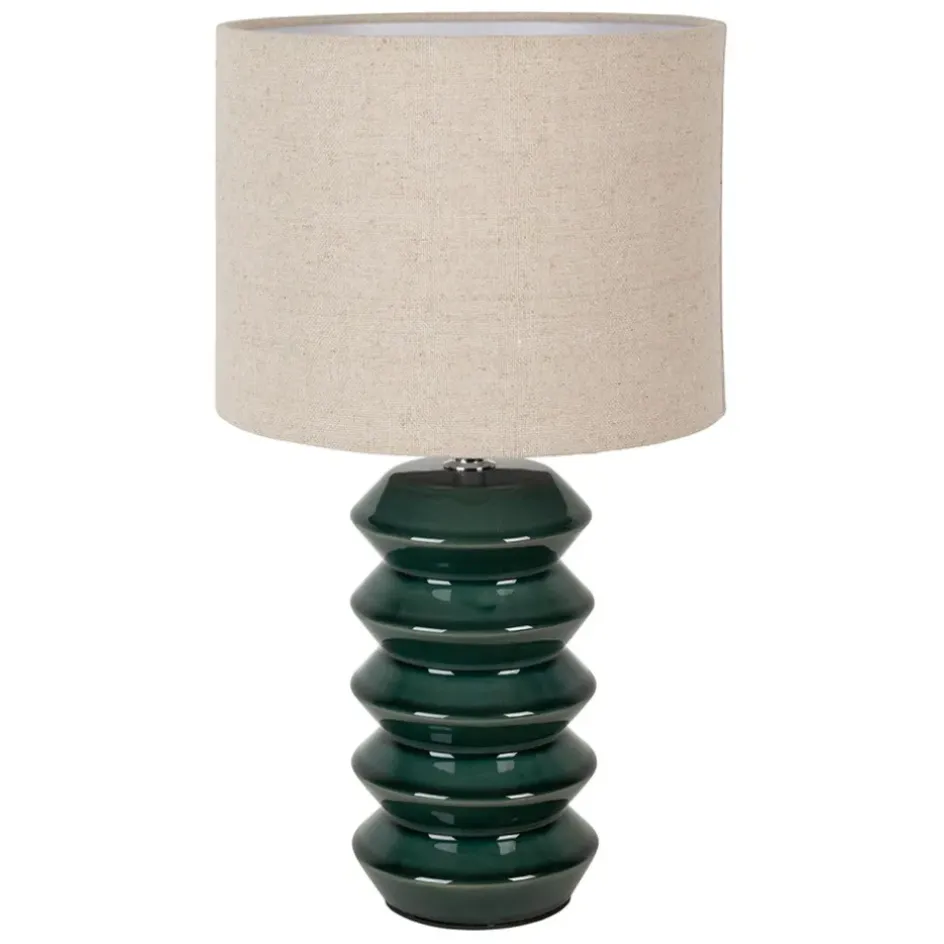 Fabrique de Styles Lampes À Poser*Lampe en céramique émeraude et lin h40cm - Verda