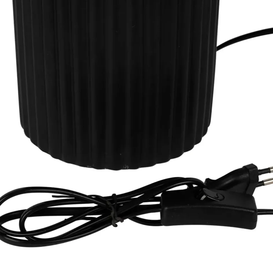 Fabrique de Styles Lampes À Poser*Lampe en céramique noir et coton ecru h41cm - Organic