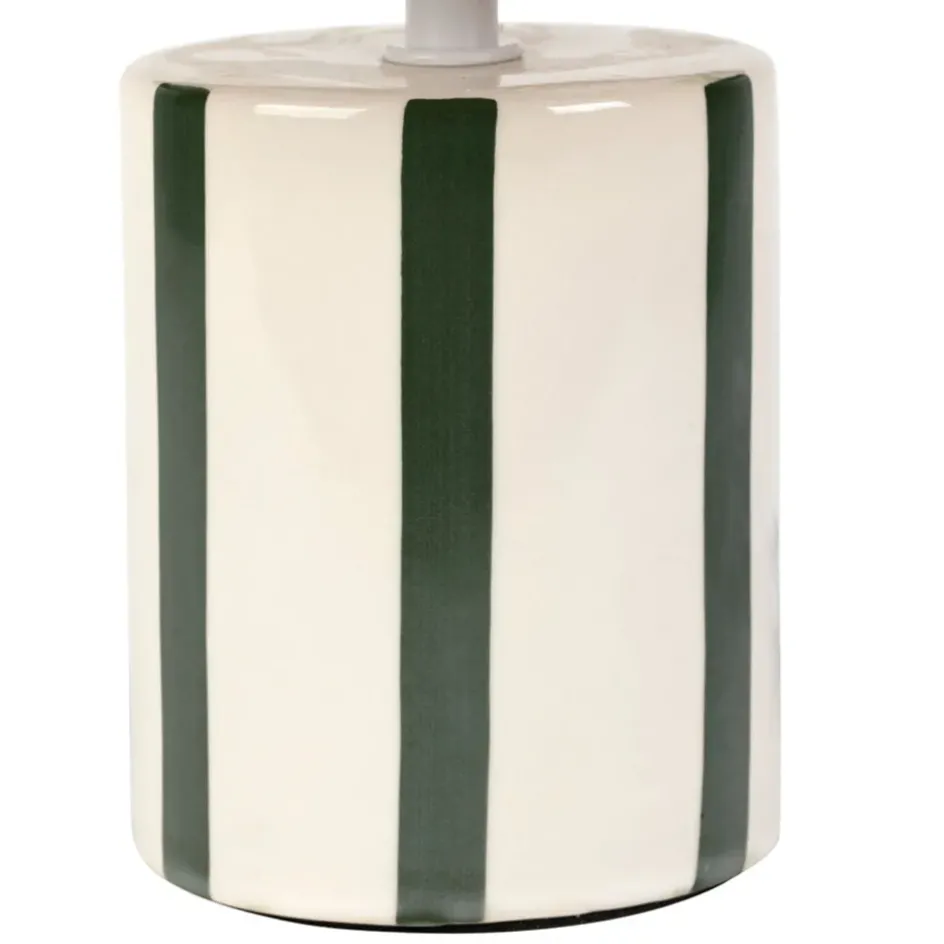 Fabrique de Styles Lampes À Poser*Lampe en céramique rayée émeraude et blanc h27cm - Medi