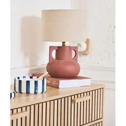 Fabrique de Styles Lampes À Poser*Lampe en céramique et lin h33.5cm - Eterra