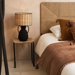 Fabrique de Styles Lampes À Poser*Lampe en fer et rotin h49cm - Haleg