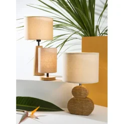 Fabrique de Styles Lampes À Poser*Lampe en manguier et coton h47.5cm - Eterra