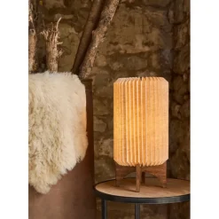 Fabrique de Styles Lampes À Poser*Lampe en manguier et lin h41cm - Fontelo