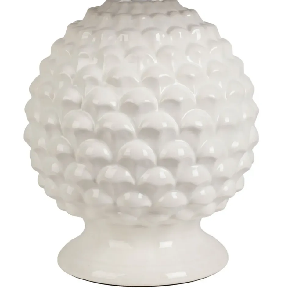 Fabrique de Styles Lampes À Poser*Lampe en porcelaine et lin blanc h59cm - Phebe