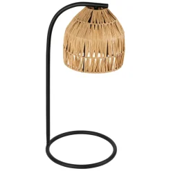 Fabrique de Styles Lampes À Poser*Lampe en raphia et fer naturel et noir h50cm - Tulum