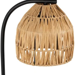 Fabrique de Styles Lampes À Poser*Lampe en raphia et fer naturel et noir h50cm - Tulum
